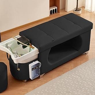 Water Heater Salon Shampoo Bed, Head Therapy Constant Temperature Shampoo Bed, Water Circulation Hair Care Fumigation Beauty Massage Bed,Black
