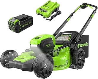 Greenworks 40V 21" Self-Propelled Cordless Lawn Mower – Brushless Motor, 5.0Ah Battery & Charger(75+ Tool Compatible)