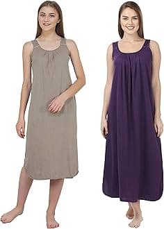 BLAZON Women's Cotton Hosiery Solid Maxi Nighty Slip (Pack of 2) Available Sizes: S, M, L, XL, 2XL, 3XL, 4XL, 5XL