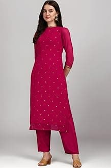 Hritika Women Faux Georgette Sequin Pattern Straight Kurta Set (Hrkb0070_Parent)