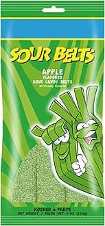 Snacktery Green Apple Sour Belts - St Patricks Day Candy Belts - Vibrant & Tangy Sour Strips - Vegan & Kosher Green Candy for St. Patricks Day Candy Party Favors - 4 Ounce Pack