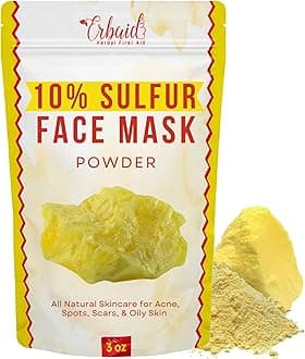 Sulfur Face Mask – All Natural Brightening Facial Clay Mask Powder – Glowing Skincare For Acne, Spots, Scars, Oily Skin – Acne Treatment Absorbs Excess Oil and Unclogs Pores, Made in USA