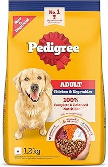 Pedigree Adult Dry Dog Food, Chicken & Vegetables, 1.2 kg, Contains 37 Essential Nutrients, 100% Complete & Balanced Food for Adult Dogs