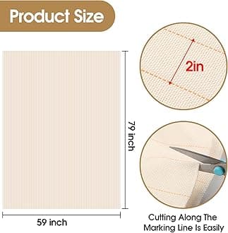 2PCS 79" x 59" Large Tufting Cloth, Primary Tufting Cloth with Marked Lines for Tufting Guns, Four Edges Sewn Monks Cloth for Punch Needle Tufting Rug DIY Crafts
