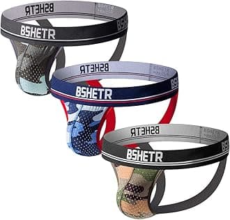 BSHETR Men's Jockstraps Athletic Supporters 4-Pack Cotton Work Out Underwear