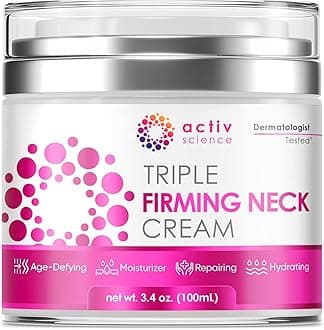 ACTIVSCIENCE Neck Firming Cream - Natural Anti-Aging Facial Moisturizer with Retinol Collagen & Hyaluronic Acid - Day & Night Anti-Wrinkle Cream - Firming, Hydrating Face Cream - 3.4Oz