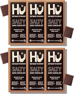 Hu Chocolate Bars | 6 Pack Salty Chocolate | Natural Organic Vegan, Gluten Free, Paleo, Non GMO, Fair Trade Dark Chocolate | 2.1oz Each