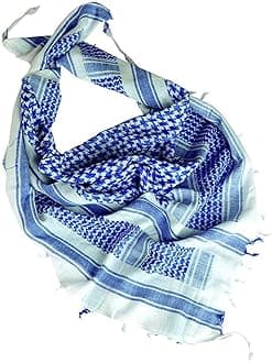 Tactical Shemagh Military Style Shermag Head Scarf Patrol Keffiyeh White & Blue