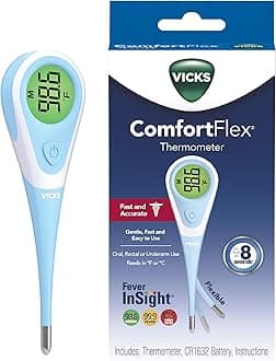 Vicks ComfortFlex Digital Thermometer: Accurate Color-Coded Reading in 8 Seconds, for Adults & Children, Oral, Rectal, or Under Arm Use
