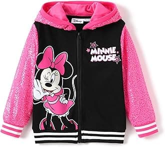 DisneyFrozen Elsa Minnie Toddler Girl Hoodie: Sequin Zip Up Jacket for School Birthday Trips - Sweatshirt for Girls 3-6T
