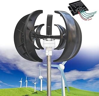Wind Turbine Generator Kit, 12000W 12V/24V/48V Vertical Wind Turbine Electricity Set, 5 Blade Horizontal Wind Power Generator Kit for Home, Boat, Marine, Monitoring, Street Lighting,Black-48V
