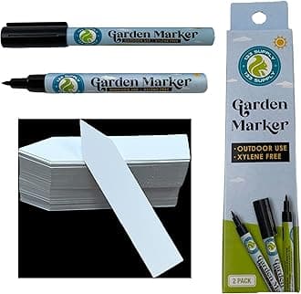 100 Pack 4" Plastic Plant Labels for Seedlings with 2 Pack  Garden Marker Pens