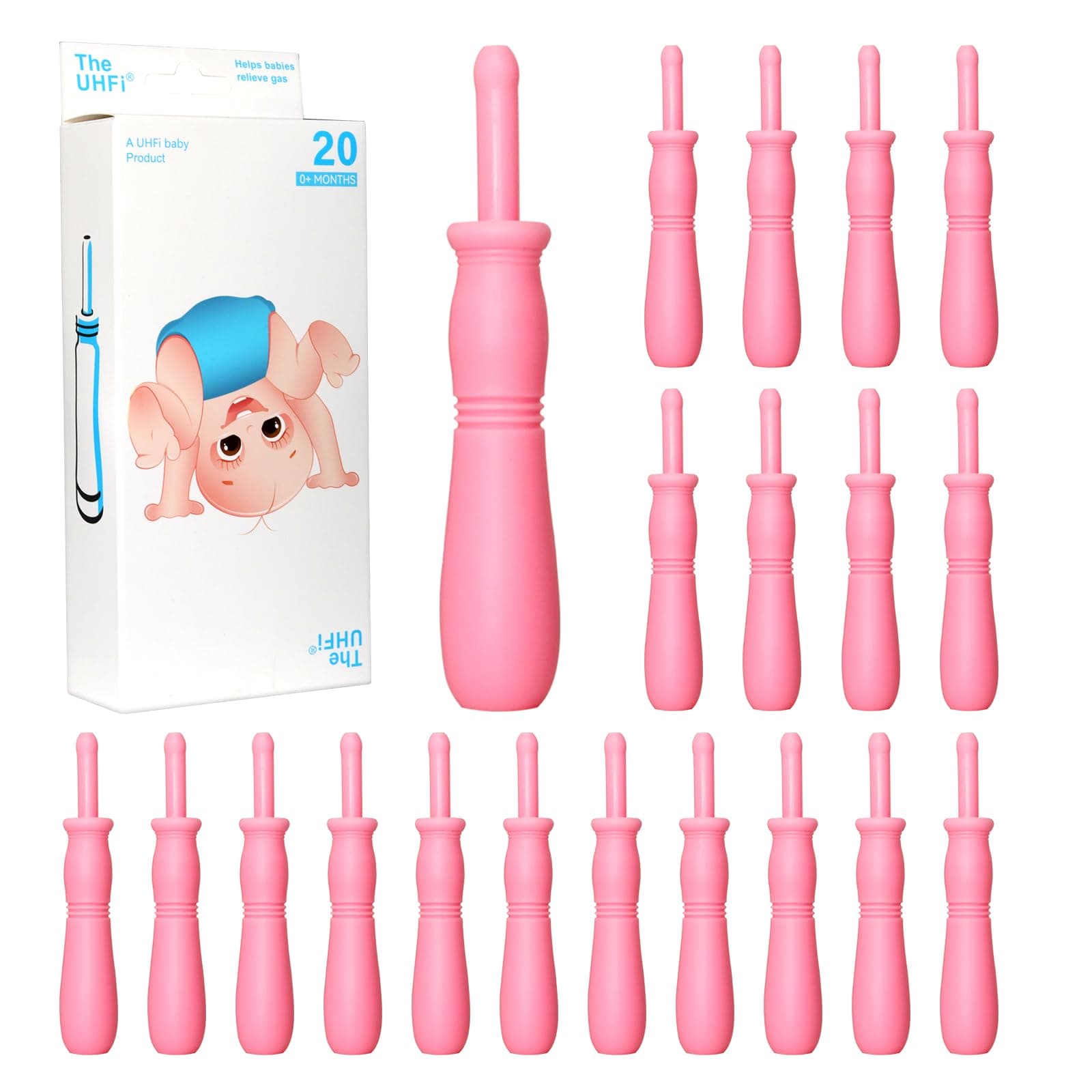 Gas and Colic Reliever for Babies, 20 Count Natural Solution Effective Instant Constipation Gas Relief for Babies Boys Girls Colic and Gas Relief, Pink