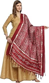 KEMZA Women's Block Printed Cotton Silk Dupatta