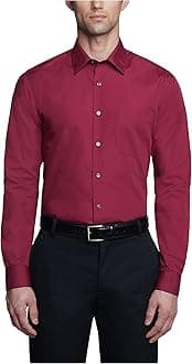 Van Heusen Men's Dress Shirt Fitted Poplin Solid Dress Shirt
