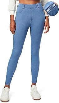 Stretchy Jeans for Women High Waist Pull on Jeggings Tummy Control Skinny Sweatpant Jean Leggings with Pockets Trendy