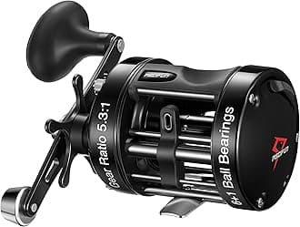 Piscifun Chaos XS Baitcasting Fishing Reel, Reinforced Metal Body Round Baitcaster Reel, Smooth Powerful Saltwater Inshore Surf Trolling Reel, Conventional Reel for Catfish, Musky, Bass, Pike