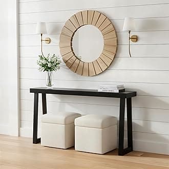 Plank+Beam Solid Wood Console Table, 66 Inch, Sofa Table, Narrow Entryway Table for Hallway, Behind The Couch, Living Room, Foyer, Easy Assembly, Black