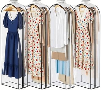 60" Garment Bags for Hanging Clothes, All Clear 60" Long Dres...
