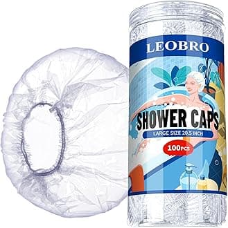 LEOBRO Large Disposable Shower Cap, 100PCS Shower Cap, Plastic Shower Caps for Women Disposable, Clear Thick Plastic Caps for Hair Treatment, Large Size 20.5 INCH