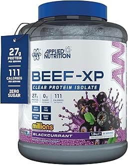 Applied Nutrition Clear Hydrolysed Beef Protein Isolate Powder, Fruit Juice Style, Dairy Free, Lactose Free, Zero Sugar, Low Fat, 1.8kg - 60 Servings (Blackcurrant Millions)