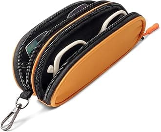 Double Eyeglasses Case Soft Portable Zipper Sunglasses Pouch with Keychain Clip for Men Women
