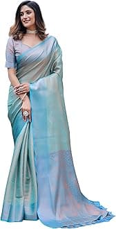 SATIKA VASTRAM Women's Kanjivaram Pure Soft Silk Handloom Saree with Pure Golden Zari and Unstitched Blouse Piece