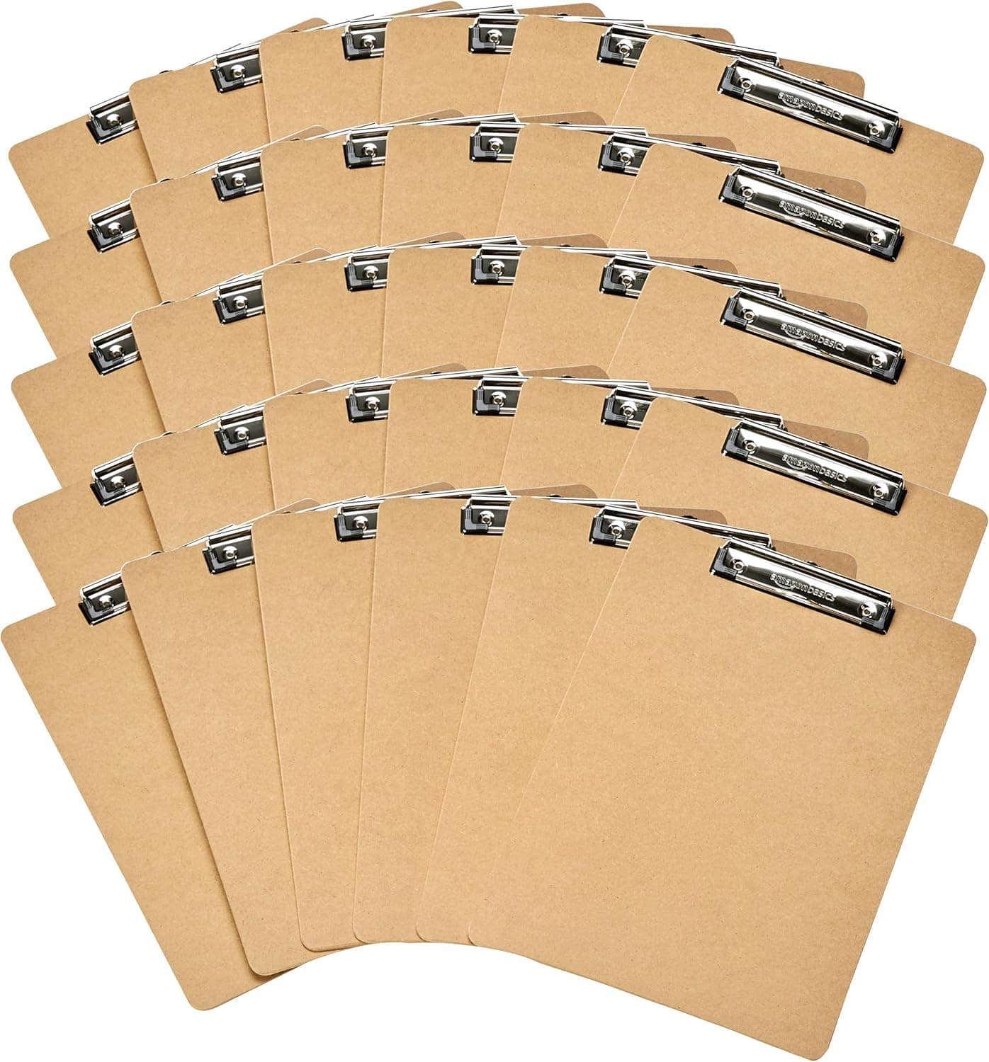 Hardboard Office Clipboard, Letter Size, 9" x 12.5", Brown, 30-Pack