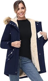 ANOTHER CHOICEWomen's Hooded Winter Coat Waterproof Parka Jacket Warm Sherpa FLeece Lined Winter Parka Coat