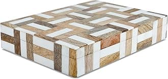 Handicrafts Home Decorative Storage Box, Keepsake Holder & Gift Box or Decorative Accent, Home decor, Jewelry Organizer, Made with Wood & Resin Inlay, Handmade Marquet Chase Collection-6X8X1.5 in
