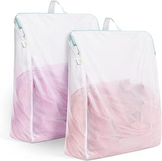 OTraki Large Mesh Laundry Bags 24x32 inch Hanging Delicates Mesh Laundry Bag with Handles Lingerie Bags Washing Machine Bag Zipper Opening,Don't Drying, Melting 140-176℉,White