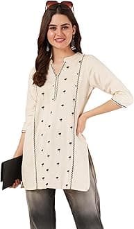 Women's Pure Cotton Embroidered Short Kurti