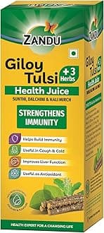 - Zandu Giloy Tulsi Health Juice with 3 added Herbs, 1 L, Pure and Natural, Builds Immunity, Antioxidant, Improves Liver Function