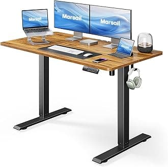 Marsail 48x24 Electric Standing Desk - Adjustable Height Computer Desk with Memory Presets, Storage Bag & Cable Management for Home Office & Gaming Workstations