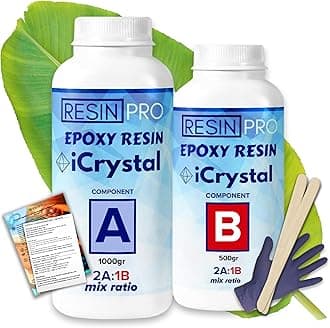 Crystal Clear Epoxy Resin - 1.5kg | Fast Drying, Non-Toxic Clear Epoxy Resin & Hardener for Wood, Fabric, Glass & Paper | DIY Art, Mould Casting, Jewellery Making, Coasters & Surface Coating