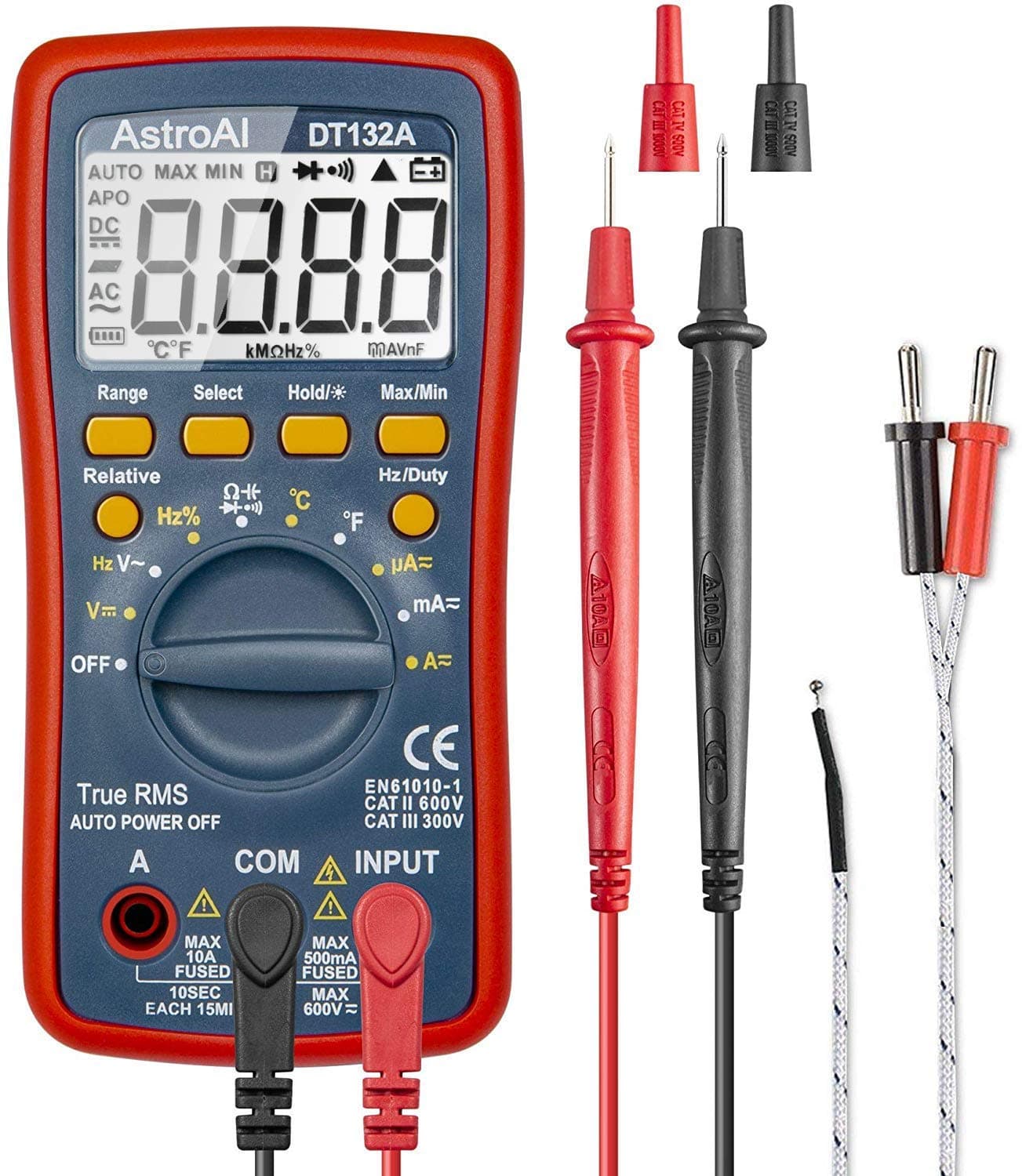 AstroAI Digital Multimeter 4000 Count Circuit Tester Auto Range AC/DC Voltage AC/DC Current Resistance Frequency Diode Continuity Temperature Manual Auto Mode