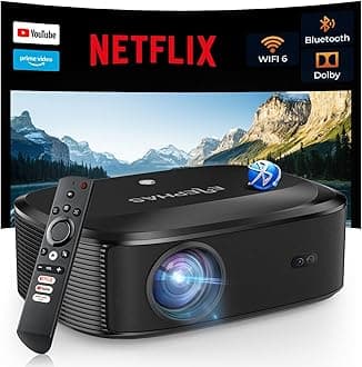 4K Projector with Wifi and Bluetooth, ELEPHAS Outdoor Movie Projector with NETFLIX/Prime Video/YouTube Built-in, 100,000+ Apps Supported, Video Projector Compatible with HDMI/USB/iOS/Android/Windows