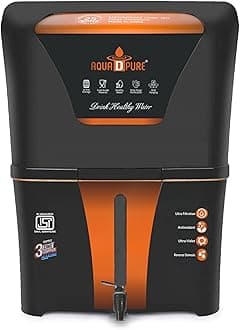 AQUA D PURE Zinc + Copper + Mineral RO+UV+UF 10 to 12 Litre RO + UV + TDS ADJUSTER Water Purifier with Copper Charge Technology black & copper Best For Home and Office