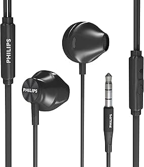 Wired Earbuds with Microphone - Ergonomic Comfort-Fit in Ear Headphones with Mic for Cell Phones, Earphones with Microphone with Bass Clear Sound - Black
