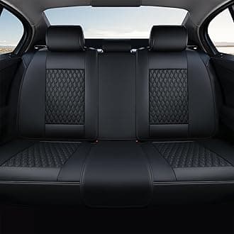 Rear Seat Covers, Leather Seat Cover for Car, Universal Waterproof Automotive Seat Cushion Protector for Most Cars Trucks SUV (Black)