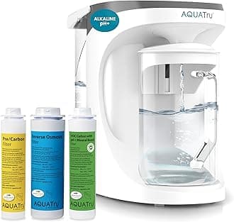 AquaTru Carafe Alkaline Countertop Water Purifier | Certified 4-Stage RO System Removes 84 Contaminants Including Forever Chemicals, Lead & Fluoride | Adds Healthy Minerals | No Plumbing