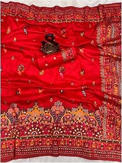 SWORNOFWomen's kanjivaram banarasi silk saree for Patola festival Wedding silk with rich pallu Design sarees for women with blouse piece