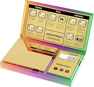 Shiny Digital Gram Scale 200g x 0.01, Chrome Rainbow Mini Scale for Food Ounces and Grams, Iridescent Plating Pocket Scale, Small Jewelry Scale, Travel Scale, Backlit LCD, 6 Units