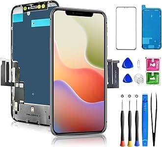 for iPhone XR Screen Replacement, 6.1 inch LCD Display 3D Touch Full HD Digitizer Frame Assembly, Compatible with A1984, A2105, A2106, A2108 Models, Repair Kit + Screen Tempered Protector