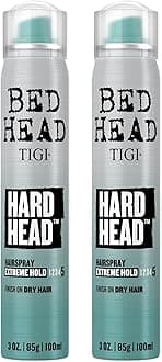 Bead Head by TIGI Hard Head Hairspray for Extra Strong Hold - For All Hair Types - With Instant Dry & Natural Shine - Use on Dry Hair - Premium Hair Care Products for Women & Men-3 oz (2 Pack)