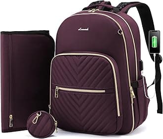 LOVEVOOKDiaper Bag Backpack, Quilted Baby Bag with Changing Pad & Pacifier Holder, Waterproof Travel Diaper Bags with USB Charging Port, Stylish and Large Capacity, Dark Purple