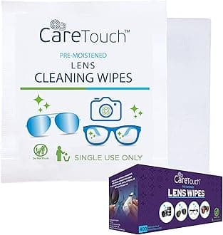 Care Touch Lens Wipes for Eyeglasses- 400 Count Individually Wrapped Pre- Moistened Wipes, 5 x 6 Inch- Camera Lens, Sunglasses and Glasses Cleaner,- Gentle and Portable for Cleaning of Optical Devices