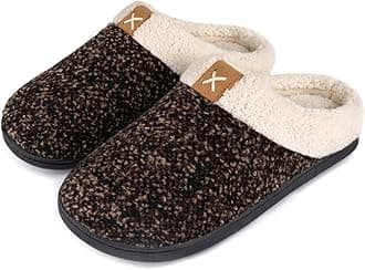 ULTRAIDEASMen's Cozy Memory Foam Slippers with Fuzzy Plush Wool-Like Lining, Slip on Clog House Shoes with Indoor Outdoor Anti-Skid Rubber Sole