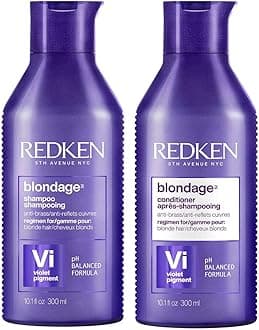 Blondage Purple Shampoo and Conditioner Set For Blonde & Highlighted Hair - Neutralizes Brass & Moisturizes Hair With Pure Violet Pigments, Color Depositing, 10.1 Fl Oz (Pack of 2)