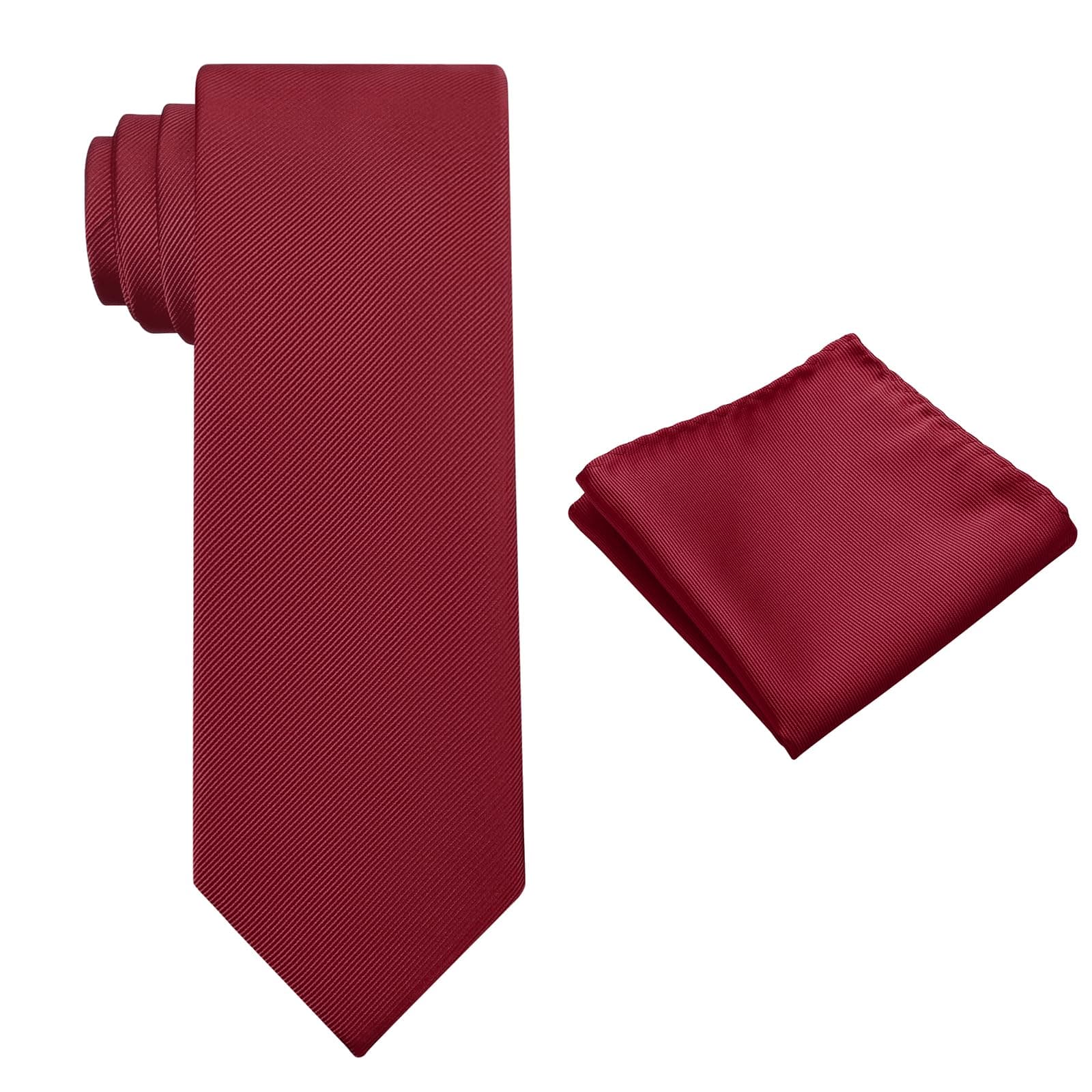 KOOELLEMens Tie Set Solid Color 3.15' (8CM) Formal Tie and Pocket Square Set For Men